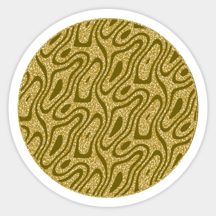 Silhouette Circle Abstract Ripple Golden Curves Speckle Background Sticker